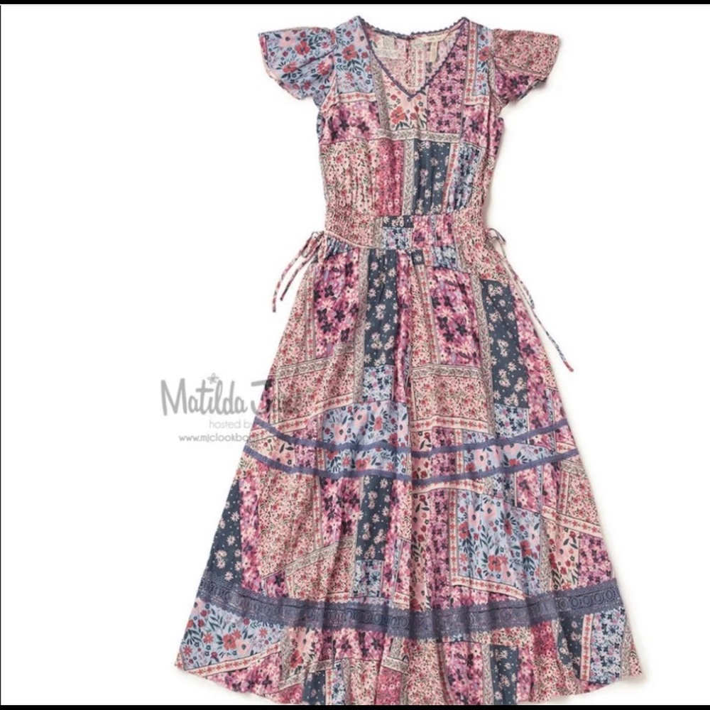 Matilda Jane Wildlife Pink Teal Floral Maxi Dress